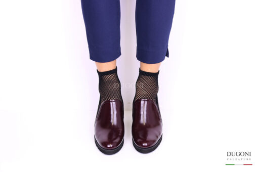 Mocassino liscio in pelle bordeaux  </br> D945 Mocassini