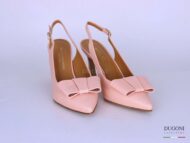 Slingback pelle rosa con fiocco piatto </br> D1278 Outlet