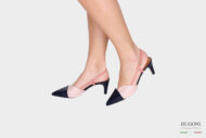 Slingback in pelle blu e rosa </br>D1381 Outlet