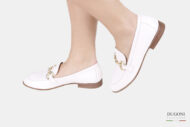 Mocassino  in pelle bianco <br/> D1510 Mocassini