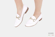 Mocassino  in pelle bianco <br/> D1510 Mocassini