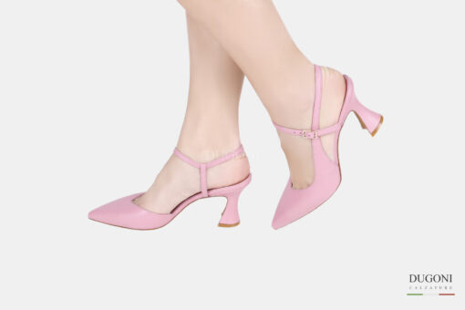 Décolleté con cinturini in pelle rosa </br> D1522 Outlet