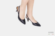 Slingback pelle nero </br> D833 Outlet