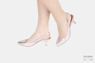 Slingback pelle platino </br> D1542 Outlet