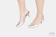 Slingback pelle platino </br> D1542 Outlet