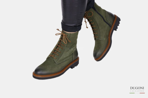 Anfibio in nabuk verde con lacci colorati </br> D1568 Scarpe donna