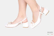 Slingback con accessorio in naplak bianca </br> D1622 Outlet