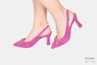 Slingback in camoscio fucsia a pois </br> D1650 Outlet