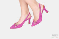 Slingback in camoscio fucsia a pois </br> D1650 Outlet