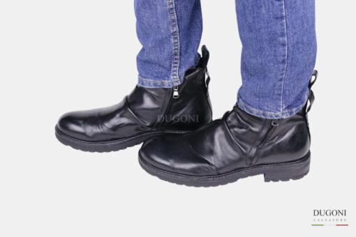 Stivaletto in pelle nera  </br> U404 Calzature uomo