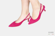 Slingback in camoscio fucsia </br> D1762 Outlet
