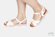 Sandalo con nodo in nappa bianco antico </br> D1801 Scarpe donna